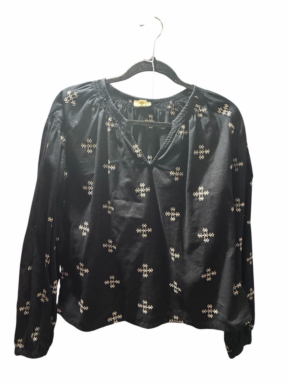 a.n.a. Black Embroidered Long-Sleeve Women's Top